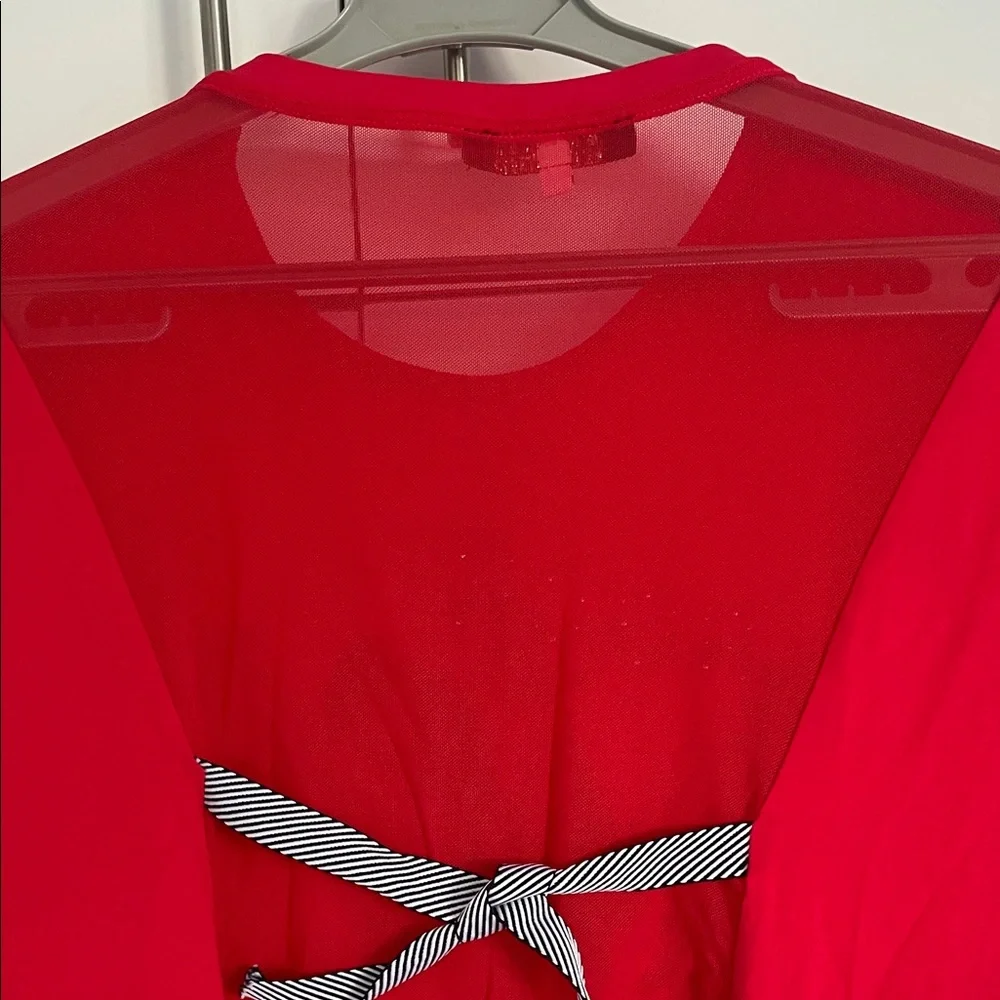 Vintage Rock Style Sleeveless Red Shirt Sheer back. Sequins & Rhinestones - Picture 9 of 17